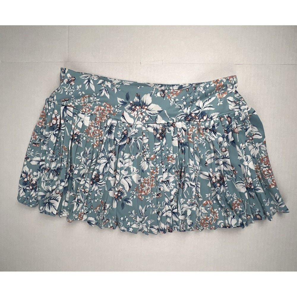 LAURA ASHLEY Golf Tennis Skort Womens XL Blue Floral Pleated Athletic Skirt